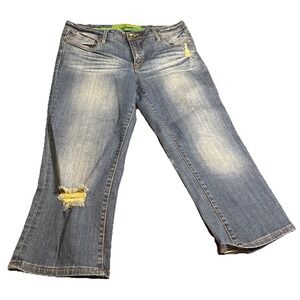 Refuge Women's Jeans Size 13 Bootcut Distressed Medium Wash Blue Denim